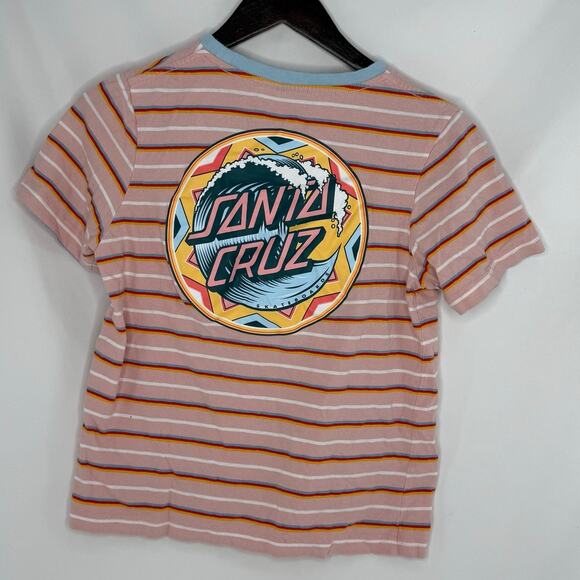 Santa Cruz TShirt Womens Crewneck Small Pink Red White Graphic Skater Girl Style - Picture 2 of 3